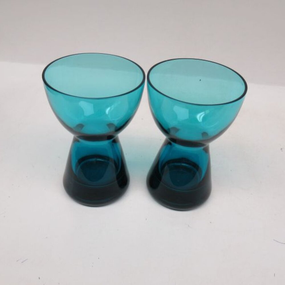 Morgantown Glass Works PEACOCK BLUE 4 Inch High Candle Holders, Pair
